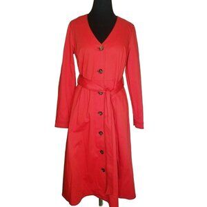 Boden NWT Isabel Stitch Detail long sleeve Dress Trench coat Dress Midi Red US 8